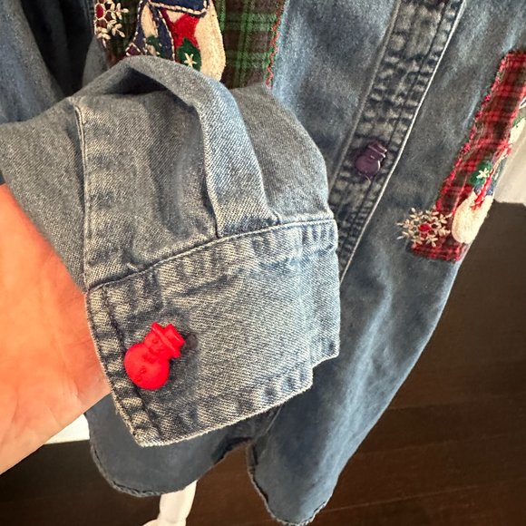 DRESS BARN Snowman Theme Denim Top - Picture 7 of 12